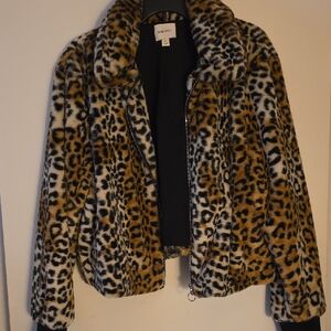 Nine West Animal Print Teddy Jacket